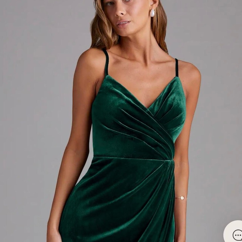Azazie Green Velvet Dress Maci